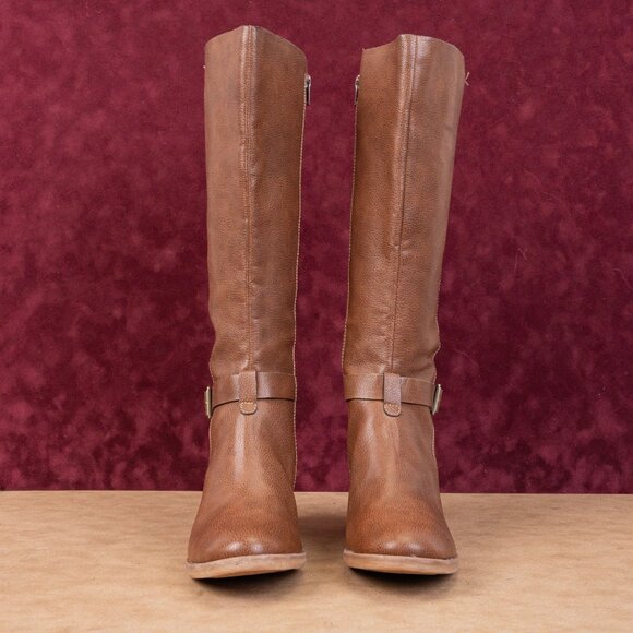 Korks Women Theresa Brown Vegan Leather Riding Wide Calf Knee Boots size 9.5 - Picture 2 of 10